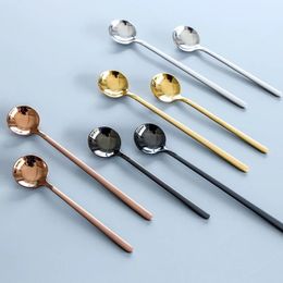 304 Stainless Steel Thickened Spoon Round Head Dessert Coffee Spoon Korean Style Plated Stirring Spoon WB551