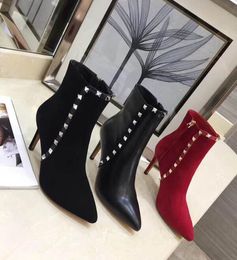 Hot Sale-Autumn e Winter New Super Leg Repair Repay Sexy Rivet Boot Layer Cowhide + Pecora Mano