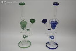 Colourful Glass Bongs with Double honeycomb and barrel perc glass tube Water Pipes with 14 mm joint