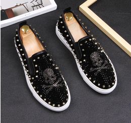 New Style Beertola White Bling Rhinestone Men's Shoes Studded Rivets Round Toe Leather Flat Sneakers Man Handmade Italian Vintage Walking Loafers J37