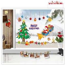 Santa Claus Christmas Tree for Window Glass Can DIY Wall Sticker