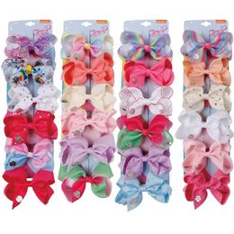 Cute Jojo Siwa 4 inch Baby Girls Hair Bows Barrettes Rainbow Unicorn Design Children Girls Hair Clips Toddler Kids Hair Accessory 24 Colors