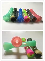 Silicone Pipes Glass One Philtre Horn Shape Smoking Pipe Cigarette Ultimate Hand Tool Holder Tobacco Oil Herb Hidden Bowl