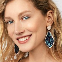 hot new fashion designer exaggerated vintage stone geometry diamond box pendant stud earrings for women girls