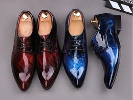 Patent Leather Shoe Toe Dress Shadow Italian Pointed Fashion Derby Groom Wedding Men Oxford Shoes S216 187 S 142 5 s