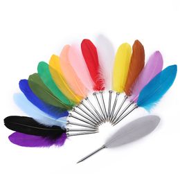 Retro Feather Ball Pen Student Prize Gift Feather Gift Pen Novel Ballpoint Pen Back to School Stationery Free DHL