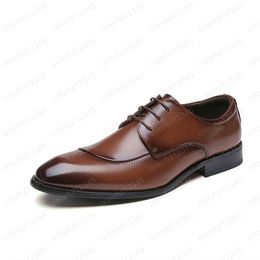 Flats shoes for Men new fashion leather dress wedding Working Formal Business Shoes pointed toe shoes Lace up