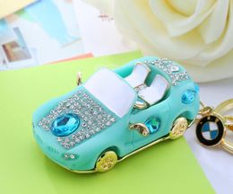 Crystal car keychain party party small gift diamond lady bag pendant metal key chain ring gold-plated explosion new wholesale