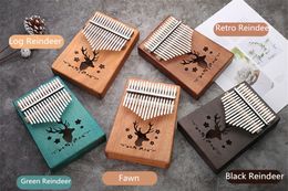 C002 17 Keys Kalimba Wood Mahogany Body Thumb Piano Musical Instrument accessories colorful deer can be choosed