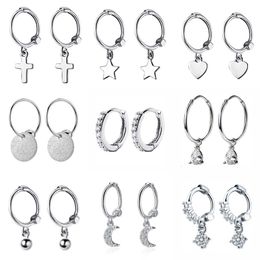 small hanging earrings Australia - 2020 New Small 925 Silver Hanging Stud Earrings For Women Star Cross Heart Ball Slice Charm Small Studs Earring XY900