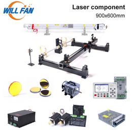 Will Fan 900x600mm 60W 80w Laser Whole Mechanical Set AWC708S Controller Linear DIY Assemble Co2 Laser Cutter Engraving Machine