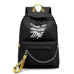 Mochila USB Hip Hop Feminina Fora da Moda Bolsas Brancas Alta Qualidade Grande Capacidade Bolsa para Estudantes Mochilas de Viagem Casual