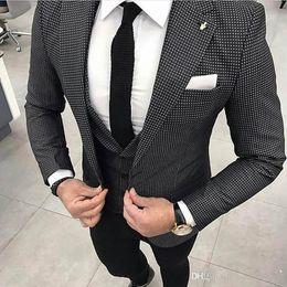 Autumn Winter Popular Groom Tuxedos Notch Lapel One Button Fashion Men Wedding Dress Men 3 Piece Suit(Jacket+Pants+Tie+Vest) 90