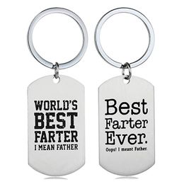 12pcs/Lot Best Farter Ever Oops I Mean Father Dad Mother Keychain Stainless Steel Keyring Heart Family Jewelry Daddy Key Chain Fathers Gifts