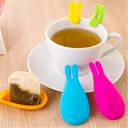 Hot sales Creative Silicone Gel Rabbit Shape Tea Infuser Bag Holder Candy Colors Mug Gift-F1FB