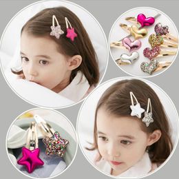 15 styles Baby girls sequin shining hairclips love heart crown two-piece set star BB clips kids hair accessories