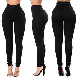 Wholesale-New Black Jeans Stretch Tight Jeans Women's Denim Pant For Girls Female High Waist Trousers boyfriend for women