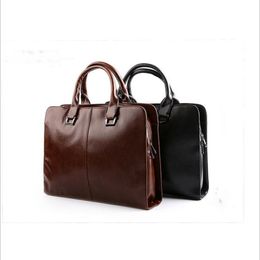 Mens Leather Briefcase Laptop Bags Travel Bag Soft Shoulder Bags Business Man Handbag Male Formal Briefcases