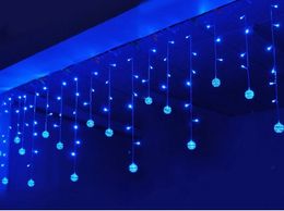 Silver iron metal ball light 12m * 0.65m 360led curtain light flashing curtain icicle Christmas holiday light waterproof