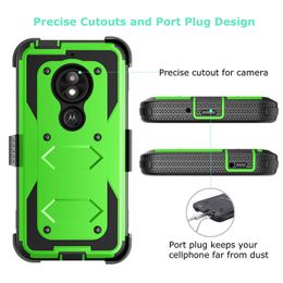 Phone Cases For Motorola G9 G8 G7 Power E7 Z4 Play X4 Defender Heavy Duty Holster Belt Clip Rotatable Kickstand Built in Screen Protector Cover