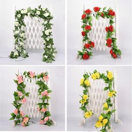 Garland Ev Dekorasyonu DHL Q6 Asma Düğün Dekorasyon Yapay Vines için 2.2m Yapay Çiçek Asma Sahte İpek Gül Sarmaşık Çiçek