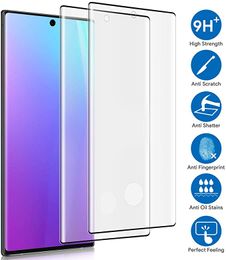 For Samsung Note 20 Pro Edge Glue With No Hole Anti Scratch Screen Protector Curved Works Fingerprint Tempered Glass With Retail Package