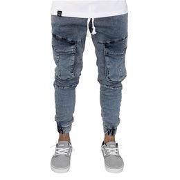 Fashion-Skinny Long Designer Mens Jeans Fashion Pockets Slim Light Blue Mens Pencil Pants Mid Waist Mens Trousers