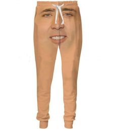 Nuovi pantaloni casual da uomo/donna, il volto gigante gonfiato di Nicolas Cage, pantaloni sportivi lunghi stampati 5XL