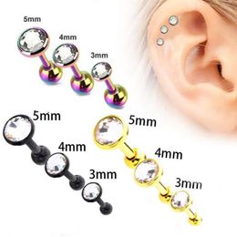 Wholesale 3pcs/lot Stainless Steel Ear Piercing Studs Colorful Anti Allergy Earings 3mm 4mm 5mm For Salon and Piercing Supplies