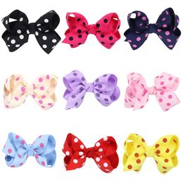 7.5cm Boutique Hair Ribbon Jojo Bows Polka Dots Printed Grosgrain Bows Girl Accessories for Children Kids Headwear 14 Colours