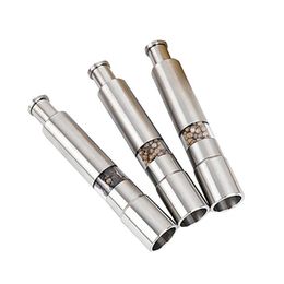 Manual Pepper Mill Salt Shakers One-handed Pepper Grinder Stainless Steel Spice Sauce Grinders Stick Kitchen