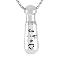 Cremation Ashes Urn Necklace Baseball Bat Exercise Memorial Pendant Engraved Family Name Jewellery for Ashes-you are my anyel