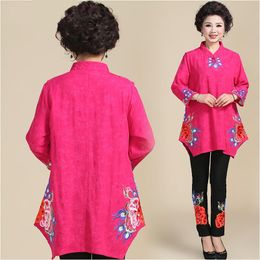 Ethnic Vintage Oriental Clothing Traditional Chinese Tops for women's long Sleeve Shirt Autumn Casual Linen Tang Suit Blouses