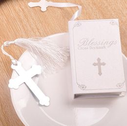 cross baptism favors Australia - Blessings Silver Cross Bookmark with Tassel Wedding Baby Shower Baptism Party Favors Gifts Free Shipping SN2087