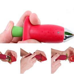 Strawberry Huller Metal Tomatoes Corer Stem Remover Fruit Leaf Knife Gadget Kitchen Tool Plastic