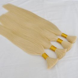 dhl fedex free ce certificated straight wave 100 virgin human hair bulk for braiding blonde Colour 613 400gr lot