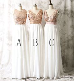 White Gold Cheap Bridesmaid Dresses 2019 V-neck Pleats Party Dress Maid Of Honor Dress Wedding Guest Dresses Formal Gowns