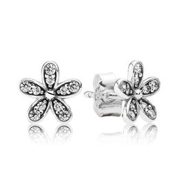 Fashion Delicate Earrings For Pandora Authentic 925 Sterling Silver Cubic Zirconia CZ Diamond Earrings Lady Elegant Earrings With box