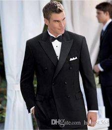 Cheap And Fine Double-Breasted Groomsmen Peak Lapel Groom Tuxedos Men Suits Wedding/Prom/Dinner Best Man Blazer(Jacket+Pants+Tie) A398