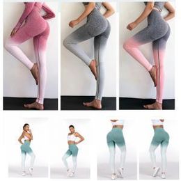 Women Leggings Gradient Push Up Leggings Yoga Skinny High Waist Tights Fitness Slim Jeggings Fashion Gym Elastic Sports Leggings YFA871