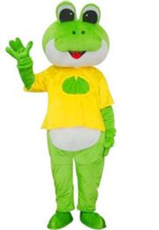 Professional custom big eyes frog Mascot Costume cartoon yellow tshirt frog Character Clothes Halloween festival Party Fancy Dress