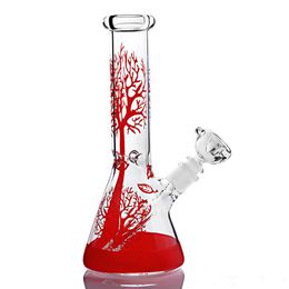 11 inch red tree unique glass bongs Glass Water Bongs pipe beaker straight bong hookah with ice catcher downstem 14mm bowl free gift