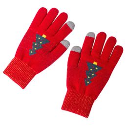 Fashion-mrwonder Winter Women Gloves Jacquard Knitted Touch Screen Gloves Cute Little Tree Thermal