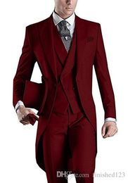 Новое поступление бордовый / черный / белый / серый / светло-серый / фиолетовый / синий фрак женихи мужчины свадебные костюмы (куртка + брюки+жилет+галстук) NO: 2163