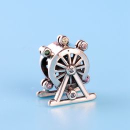 Wholesale- Windmill Charm Beads for Pandora 925 Sterling Silver Set CZ Diamond DIY Bracelet Beads with Original Box Holiday Gifts