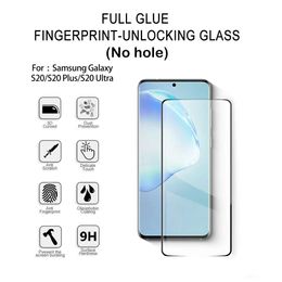 Screen Protector For Samsung S20 Ultra Plus Full Glue No Hole Fingerprint Unlocking Cover Bubble Free Tempered Glass