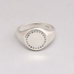 Genuine 925 Sterling Silver Circle Signet Cz Ring Compatible For Women Engagement Wedding Gift Europe Jewellery J190715