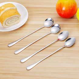 Stainless Steel Long Handle Spoon Coffee Latte Ice Cream Soda Sundae Cocktail Scoop Free Shipping LX9040