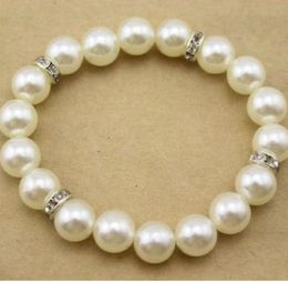 20pcs 10mm White Pearl Bracelet Crystal Spacer Fashion For Jewellery DIY Bracelets