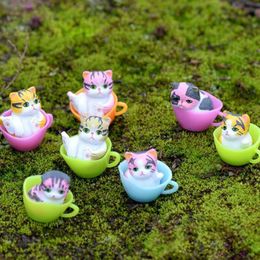 12 pcs/lot Miniature Terrariums Fairy Garden Decorative Resin Cat Figurine Craft Gift Ornament Terrarium accessories